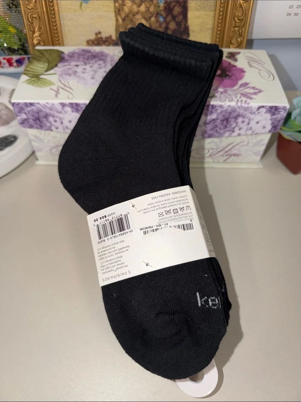 kensie Ladies 5 Pk On Cloud 9 Cotton Blend Naturally Breathable Mini-Crew Socks